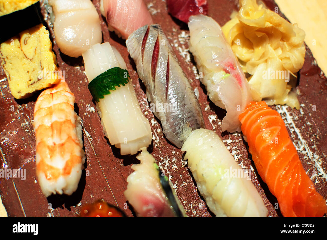 Sélection de sushis nigiri traditionnels Banque D'Images