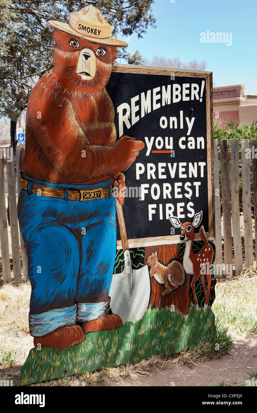 Smokey Bear image carton publicité, Capitan, Nouveau Mexique Banque D'Images