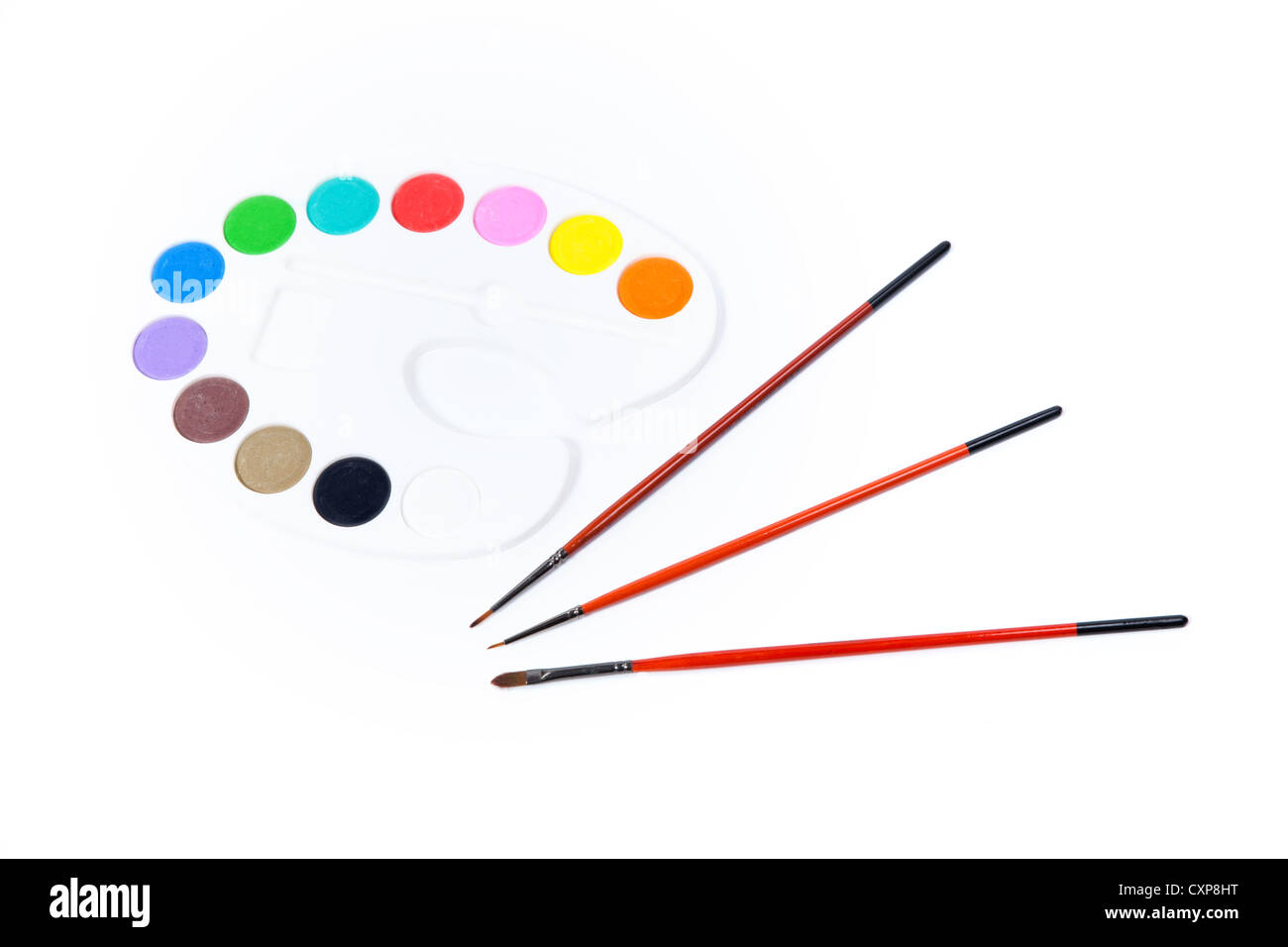 Jeu de l'artiste - des couleurs de l'eau et les brosses Banque D'Images