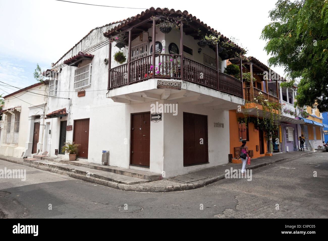 Maison de l'architecture coloniale espagnole, Cartagena de Indias, Colombie. Banque D'Images