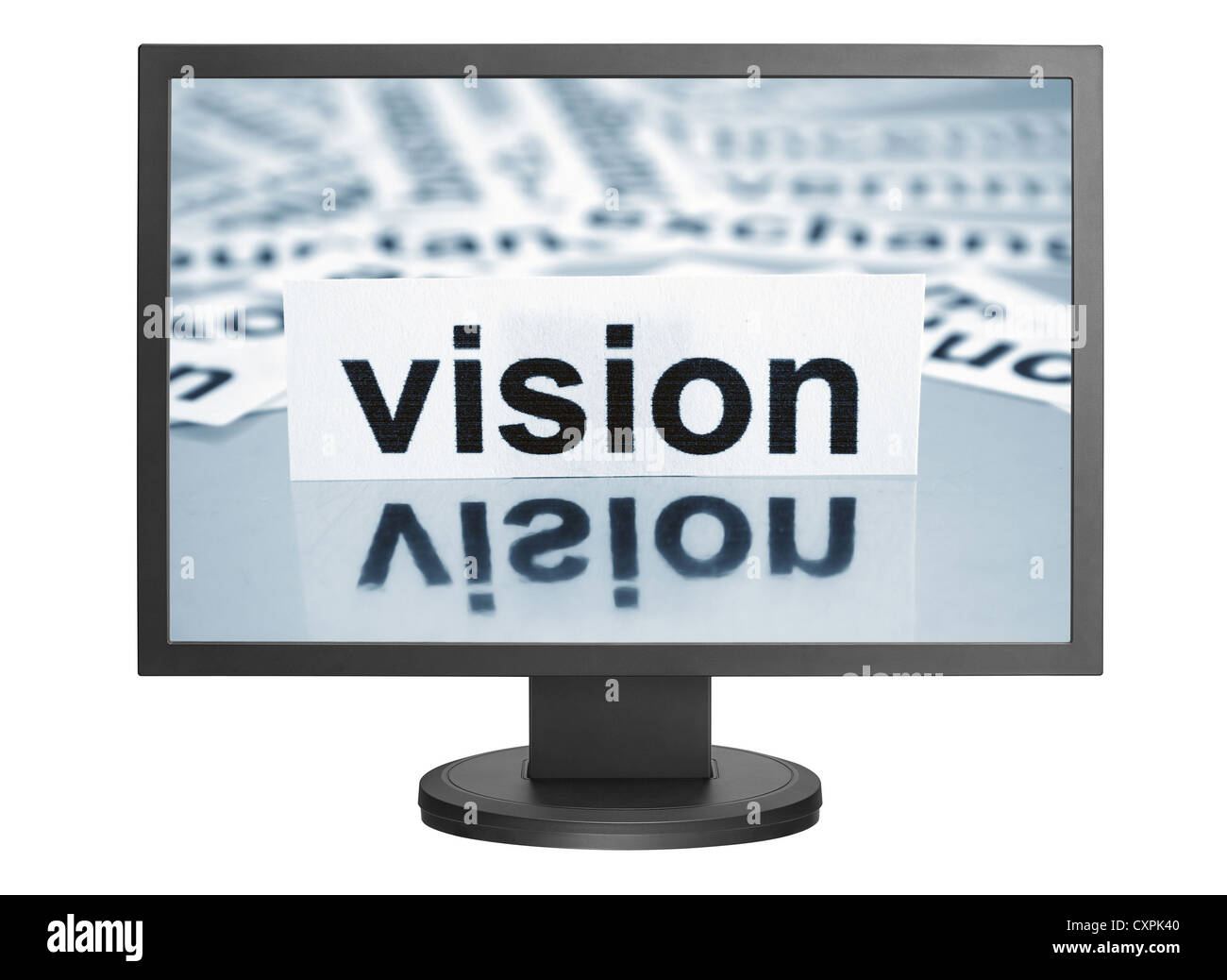 Texte sur moniteur Vision Banque D'Images