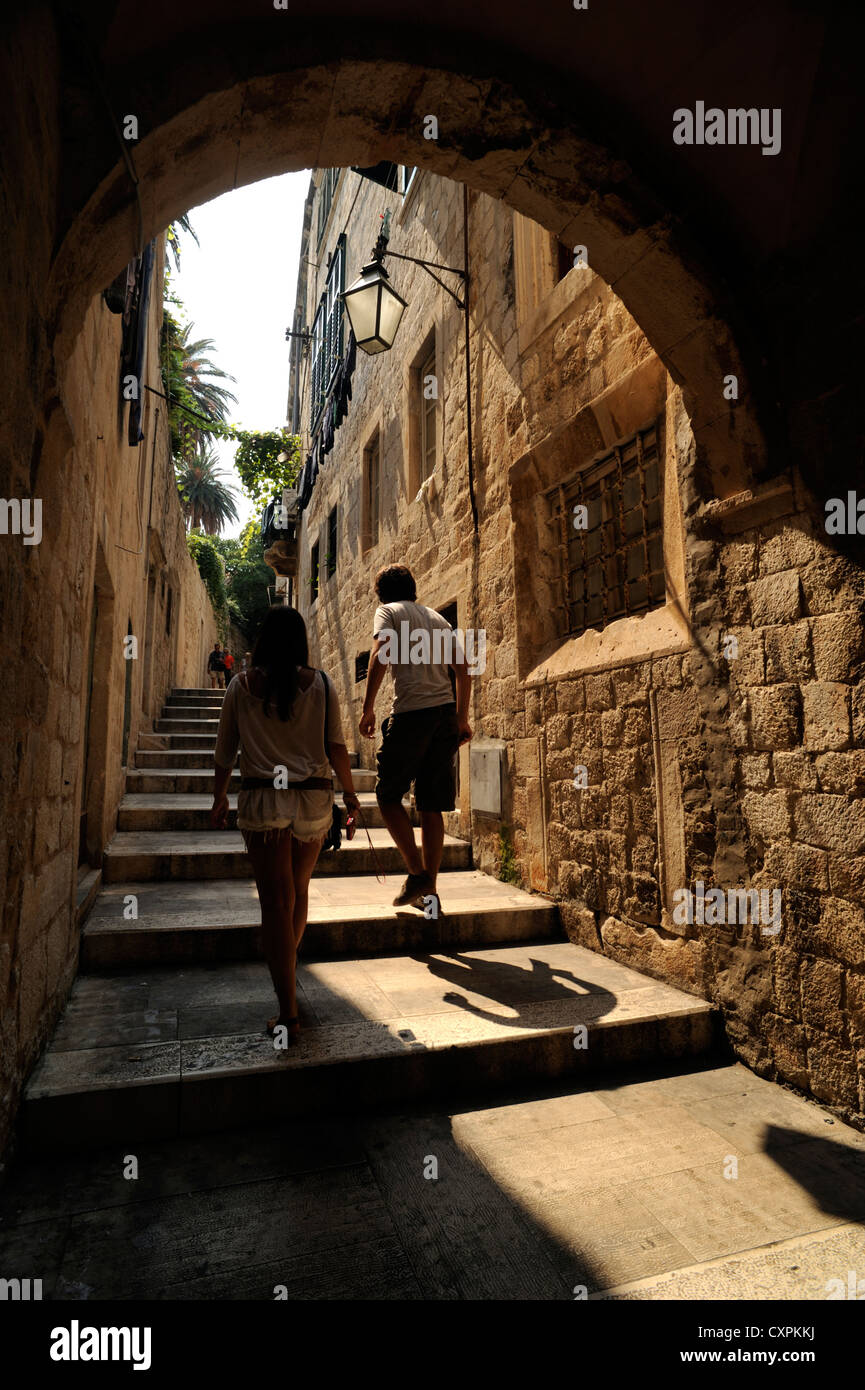 Croatie, Dubrovnik, ruelle de la vieille ville Banque D'Images