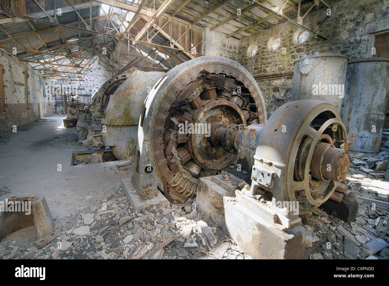 Ancienne usine hydro-électrique de la Gare Centrale à White River Falls Oregon Banque D'Images