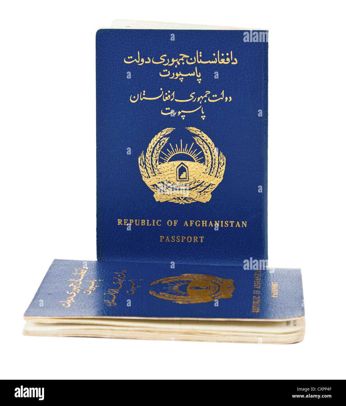 Passeport de la République d'Afghanistan isolated on white Banque D'Images