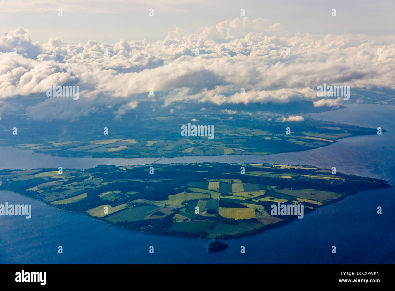 Vue aérienne des terres agricoles, la Norvège Banque D'Images