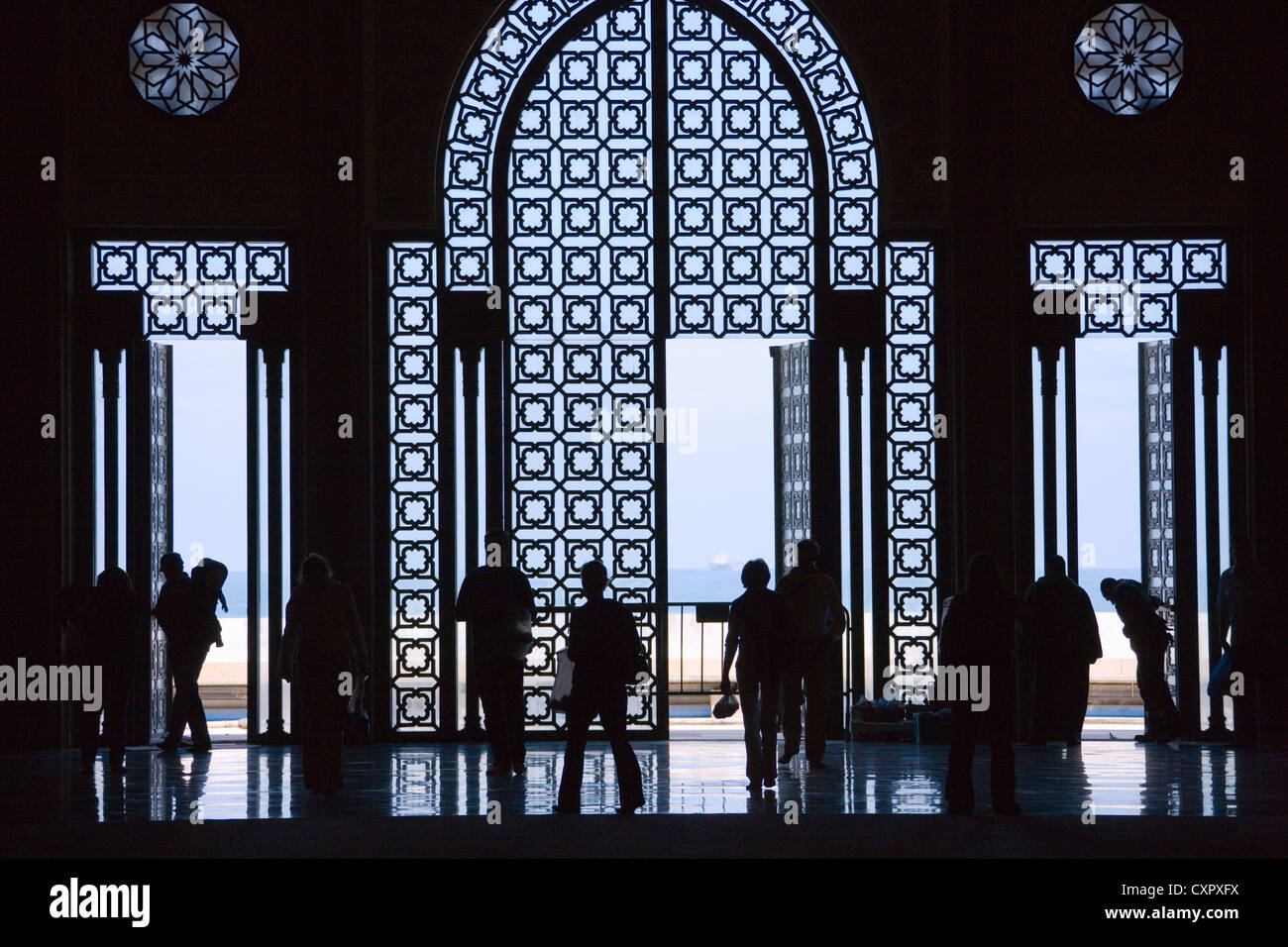 À l'intérieur de la Mosquée Hassan II, Casablanca, Maroc Banque D'Images