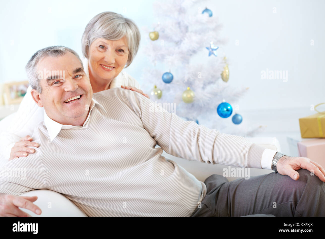 Portrait of a happy senior couple looking at camera Banque D'Images