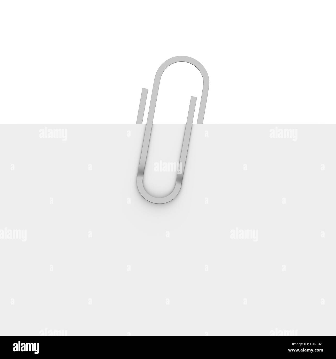 3D render of paper clip tenant une feuille de papier vierge Banque D'Images