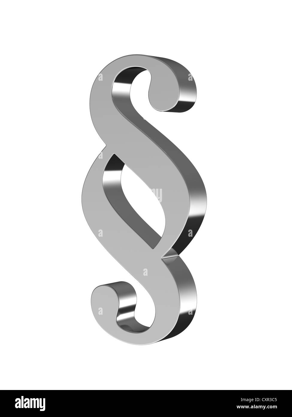 Illustration 3d de chrome paragraphe signe sur fond blanc Banque D'Images