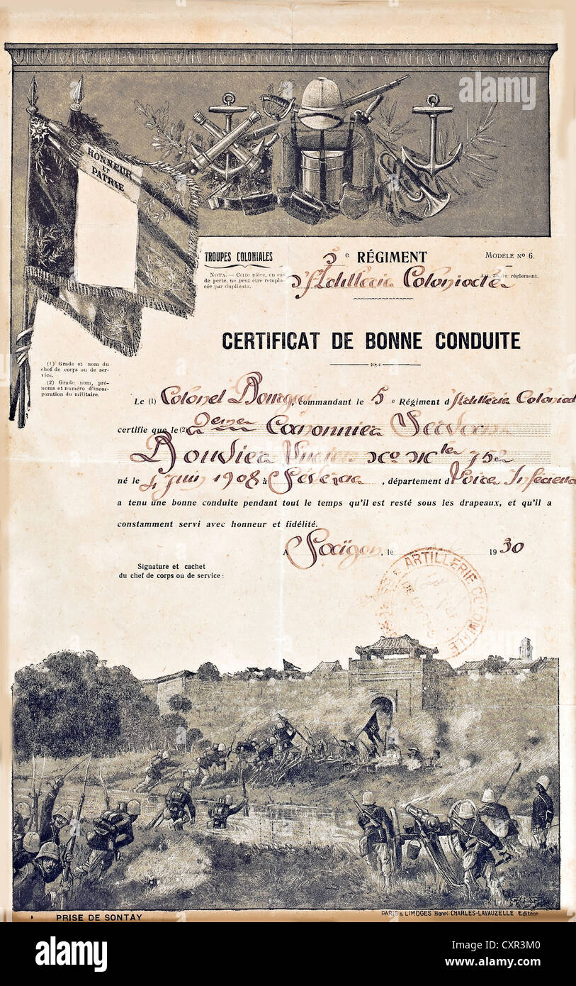 Certificat de bonne conduite Banque D'Images