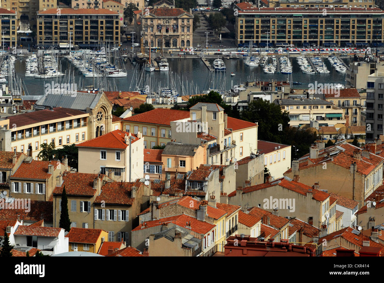 Vue, Vue Panoramique, vue, église, remarque, Dame de la Garde, Marseille, Provence Alpes Cote d Azur, France, Europe Banque D'Images