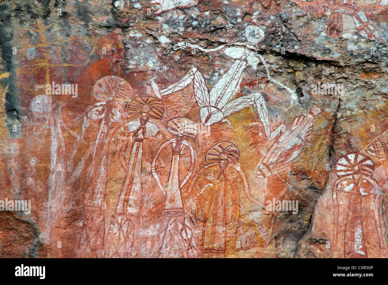 Art rupestre aborigène à Nourlangie, le Kakadu National Park, Territoire du Nord, Australie Banque D'Images