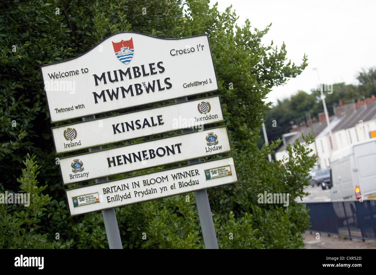 Panneau à l'entrée de Mumbles près de Swansea, Royaume-Uni. Banque D'Images