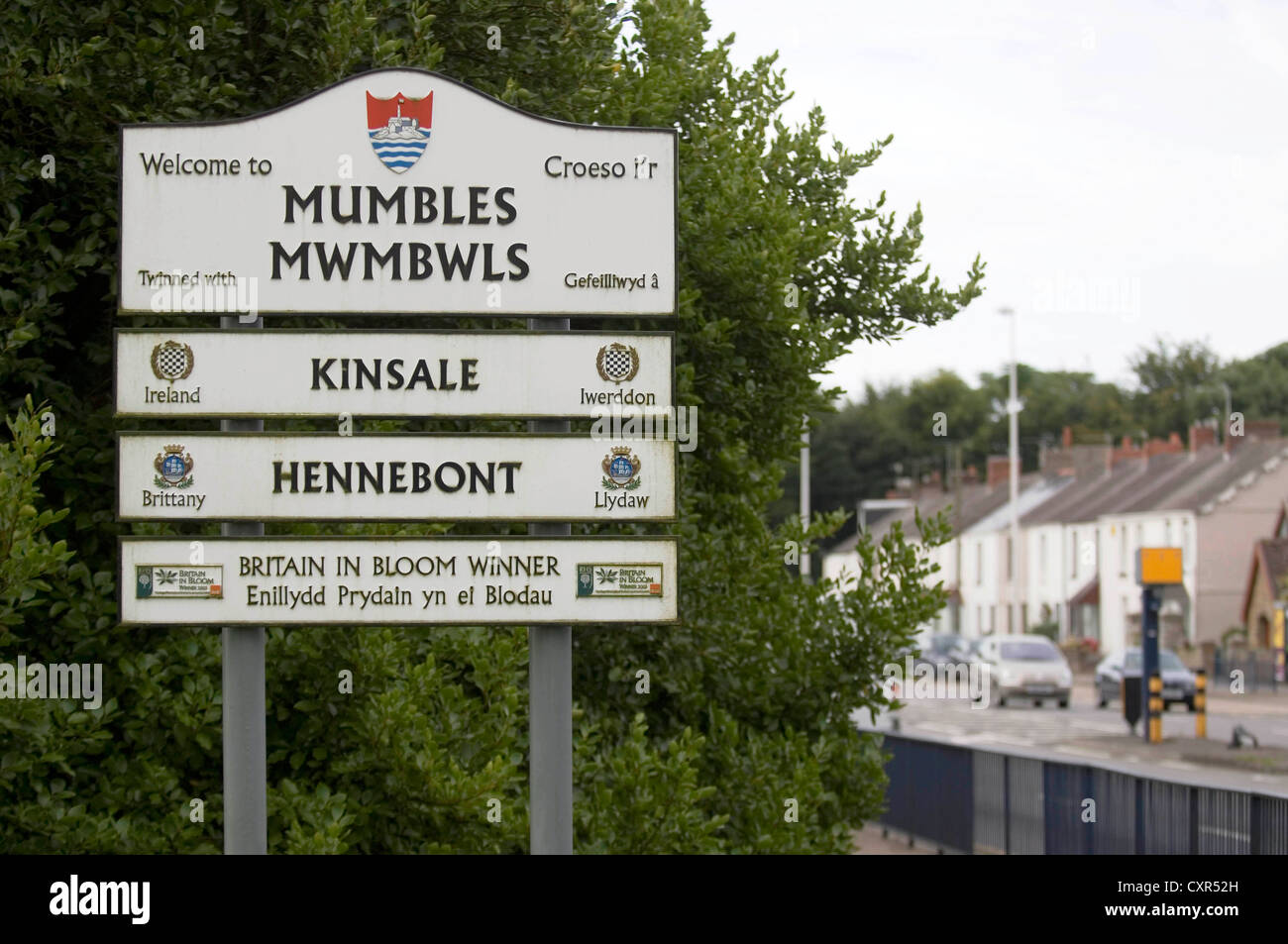 Panneau à l'entrée de Mumbles près de Swansea, Royaume-Uni. Banque D'Images