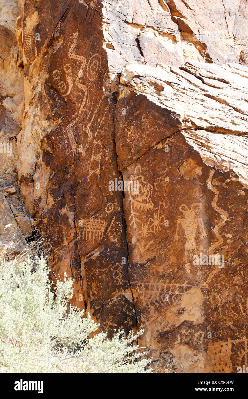 Parowan Gap pétroglyphes, art rock, Utah, USA Banque D'Images