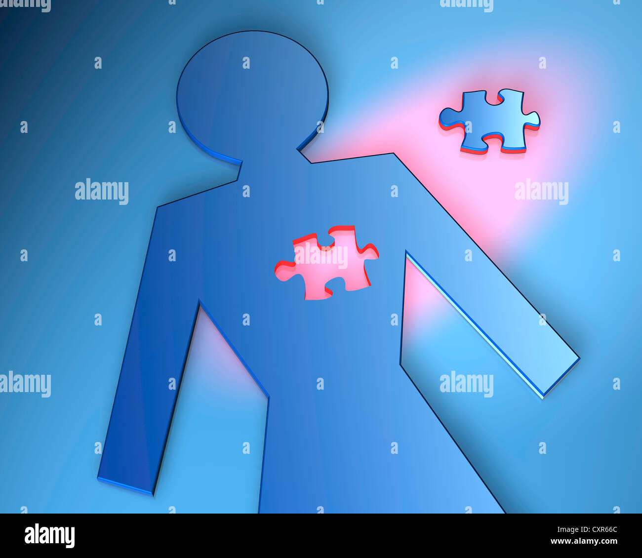 Corps, pièce d'un puzzle prises d'elle, l'illustration, l'image symbolique pour les dons d'organes Banque D'Images