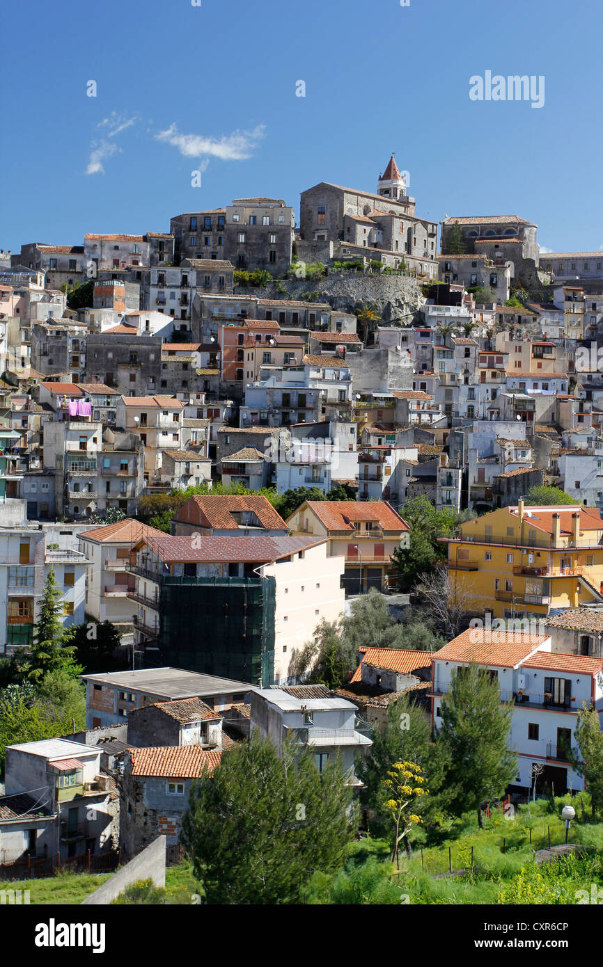 Voir l'historique de la ville de Castiglione di Sicilia, Sicile, Italie, Europe Banque D'Images