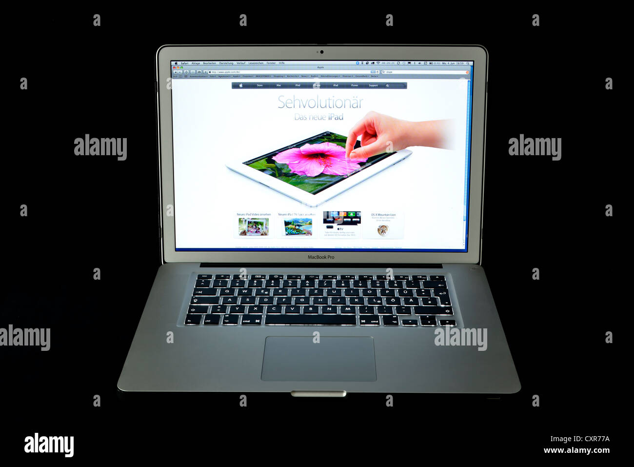 Apple Store, iPad, site Web, ordinateur portable Apple MacBook Pro Banque D'Images