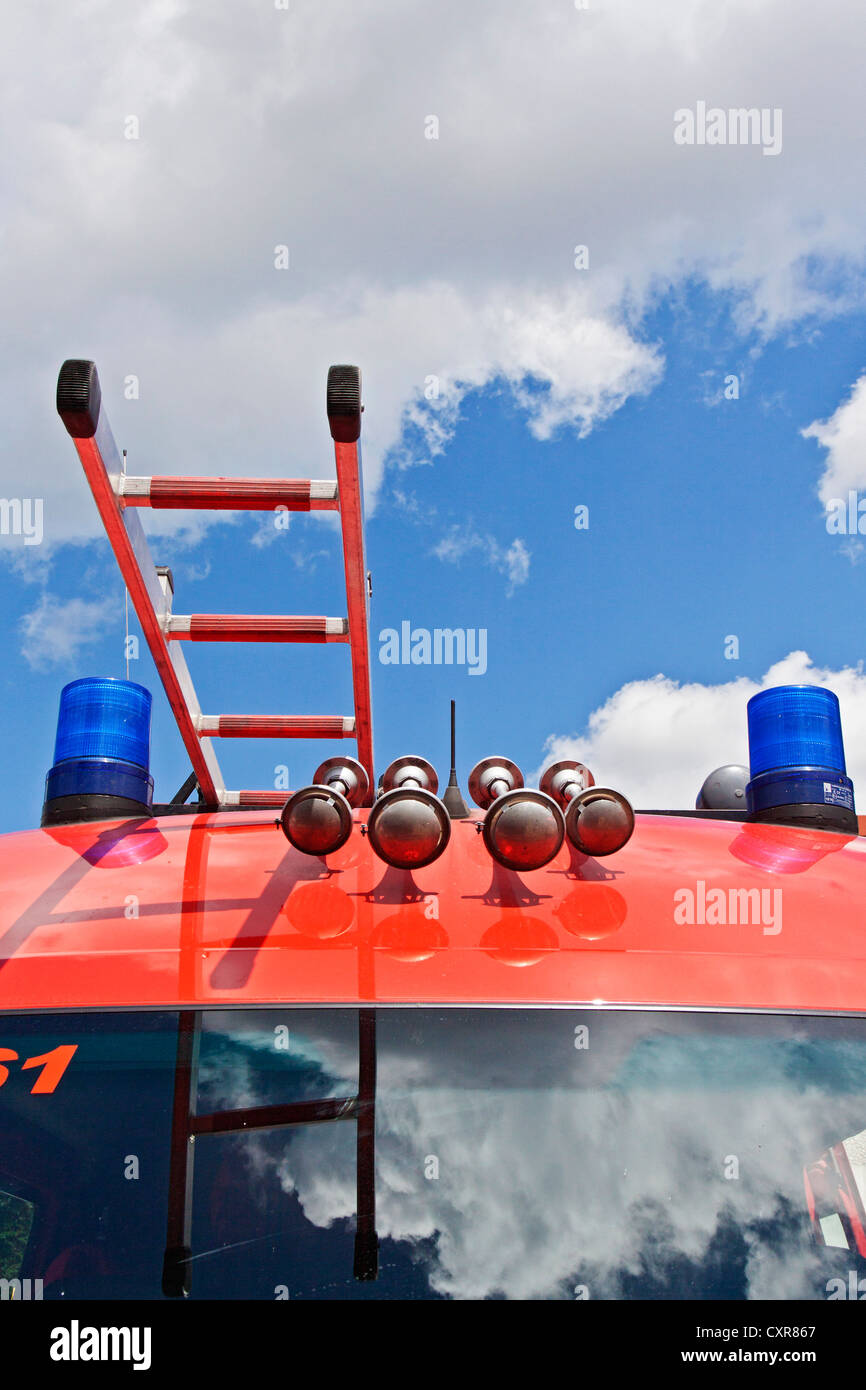 De Bain, les sirènes, les feux clignotants, véhicule d'urgence, pompiers Banque D'Images