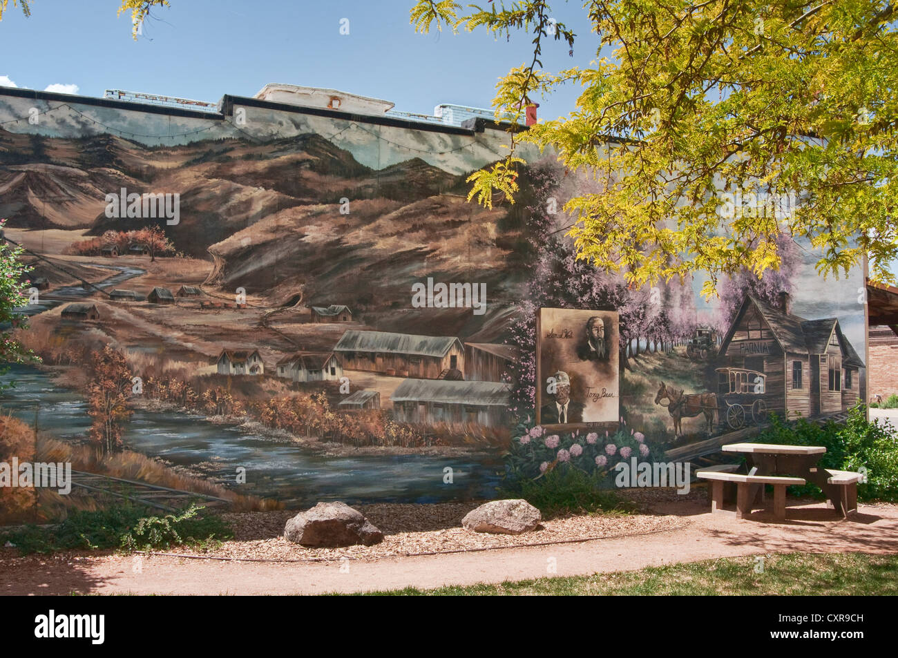 Détail de peinture murale à Grand Avenue à Paonia, West Elk Loop Scenic Byway, Colorado, USA Banque D'Images