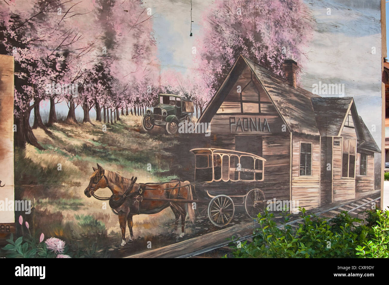 Détail de peinture murale à Grand Avenue à Paonia, West Elk Loop Scenic Byway, Colorado, USA Banque D'Images
