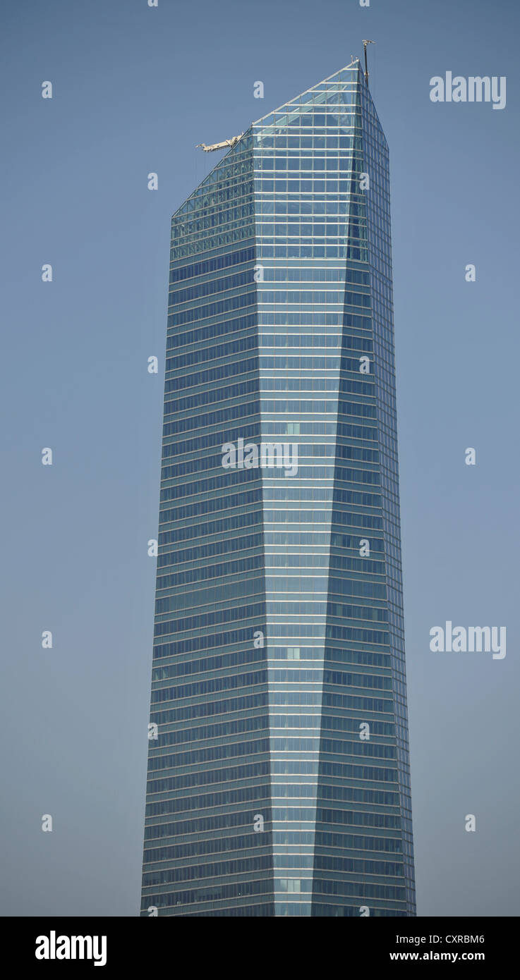 Cuatro Torres Business Area, anciennement l'Arène de Madrid, avec quatre gratte-ciel, ici Torre de Cristal, Crystal Tower, Madrid Banque D'Images