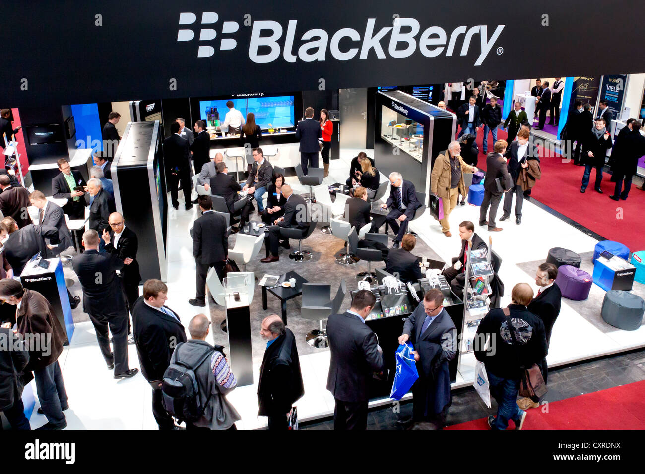 Stand BlackBerry, Smartphone du constructeur RIM, Research In Motion, le CeBIT international computer expo Banque D'Images