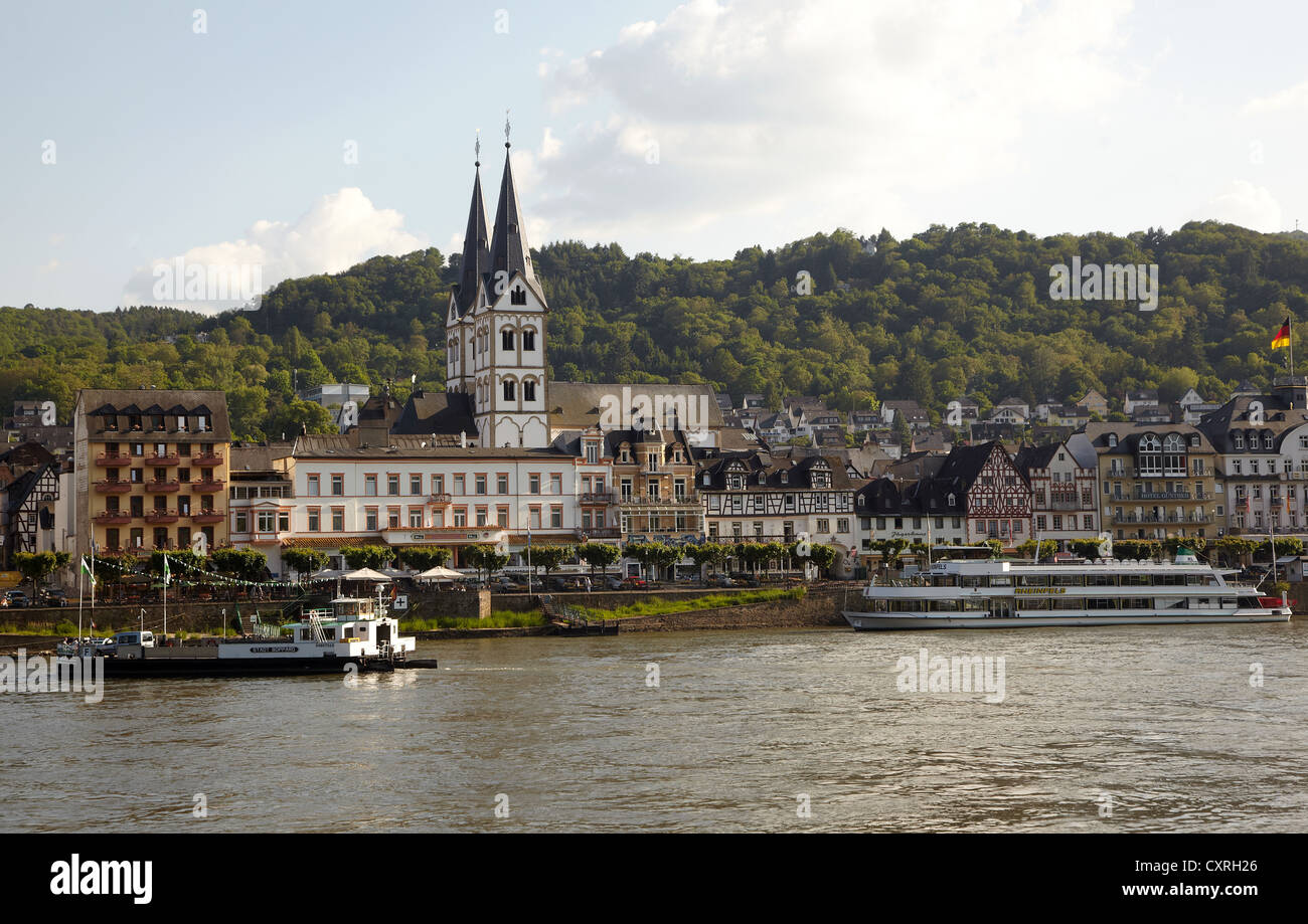 Boppard avec la Banque du Rhin, Rhénanie-Palatinat, Allemagne, Europe Banque D'Images