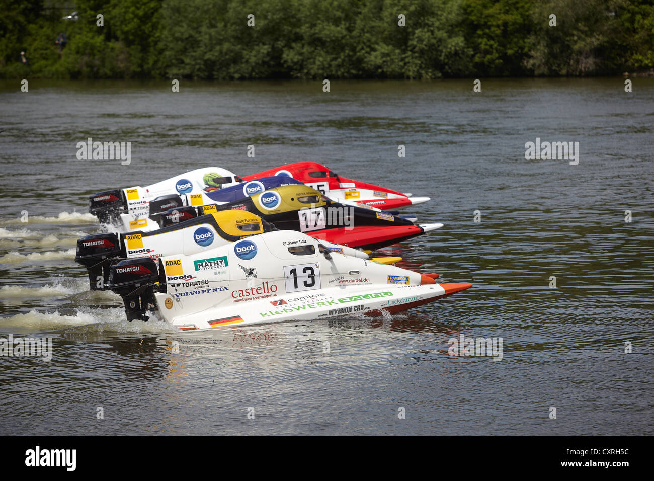 ADAC, le club automobile allemand, course de bateaux à moteur sur la rivière Moselle, 2012 Brodenbach, Rhénanie-Palatinat, Allemagne, Europe Banque D'Images