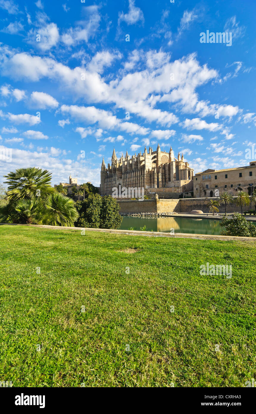 La Seu Cathedral ou la cathédrale de Palma, Vieille Ville, Palma, Majorque, Majorque, Iles Baléares, Espagne, Europe Banque D'Images
