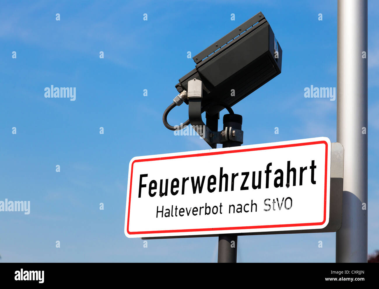 Caméra de surveillance sur un chemin d'incendie et de sauvetage, Berlin, Germany, Europe Banque D'Images