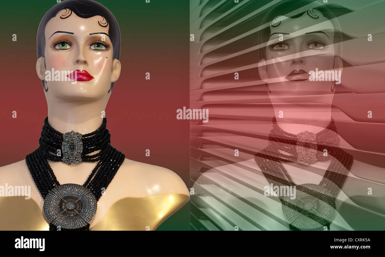 Mannequin avec un collier, le photomontage Banque D'Images