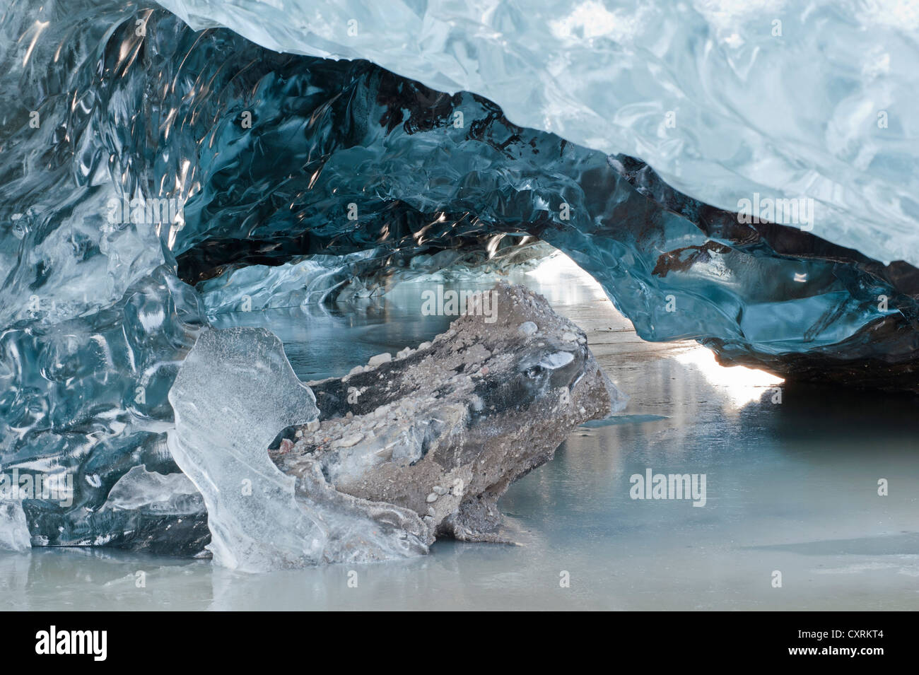 Vue détaillée de l'extrémité de l'Skaftafellsjoekull Glacier, le parc national de Skaftafell, Vatnajoekull National Park, Iceland, Europe Banque D'Images