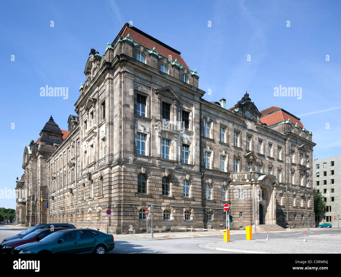 Chancellerie d'état de Saxe, l'ancien Saxon royal bâtiment ministériel, Neustadt, Dresde, Saxe, Allemagne, Europe, PublicGround Banque D'Images