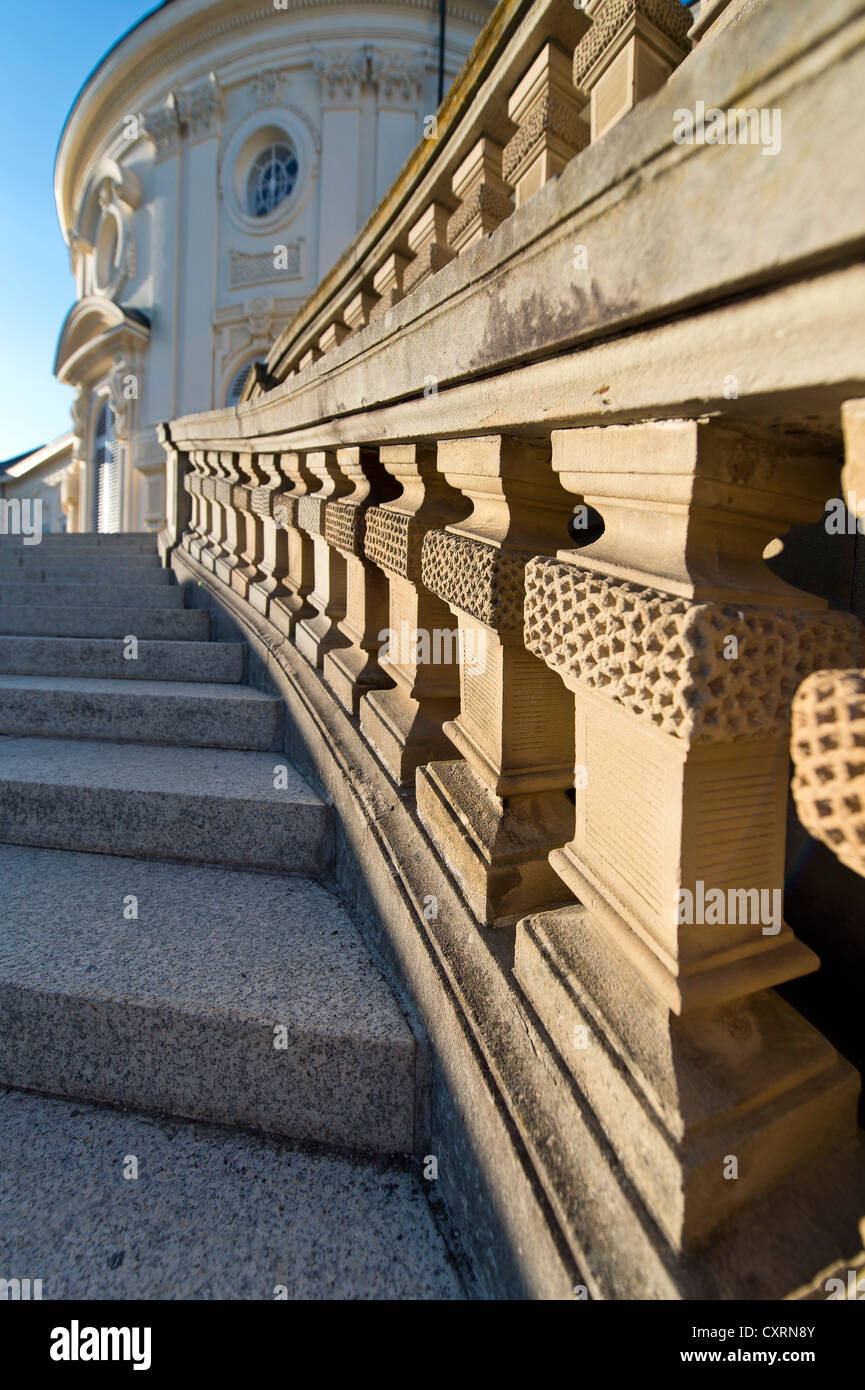 Escalier, balustrade, Palais Rococo, Schloss Solitude, construit par le duc Carl Eugen von Württemberg, Stuttgart, Stuttgart-West Banque D'Images