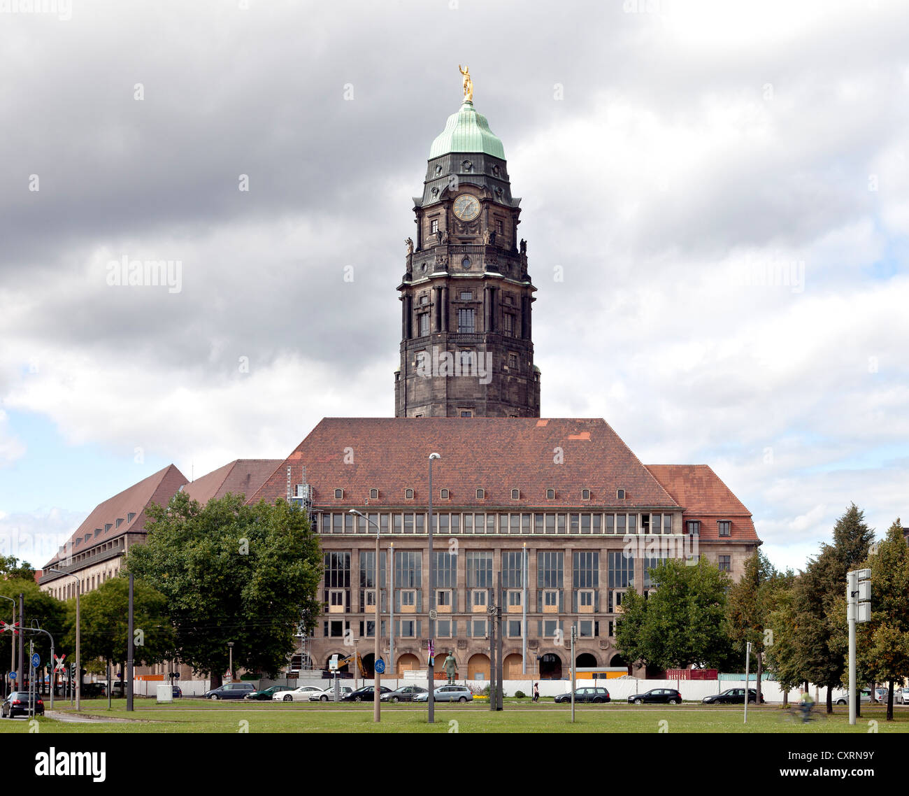 Nouvel hôtel de ville, Dresde, Saxe, Allemagne, Europe, PublicGround Banque D'Images