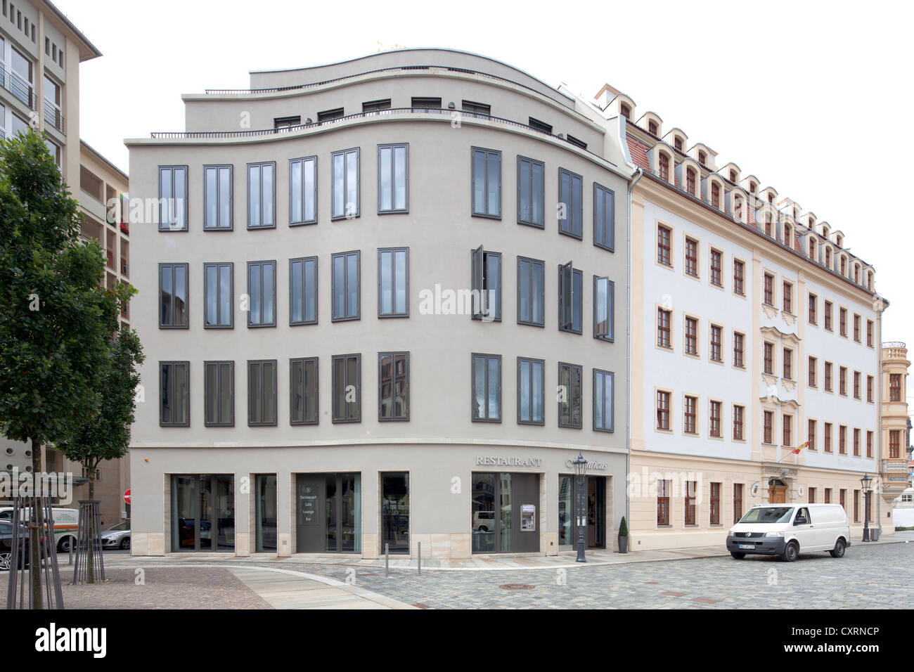 Quartier 5 à la place Neumarkt, immeuble de bureaux, immeuble commercial, Vieille Ville, Dresde, Saxe, Allemagne, Europe, PublicGround Banque D'Images