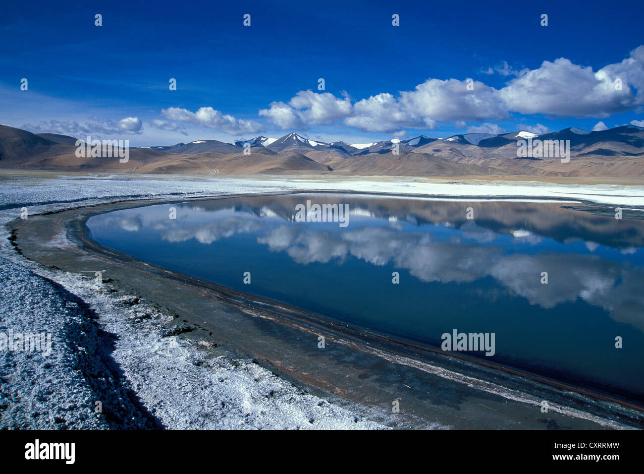 Tso Khar ou haute altitude Tsokhar salt lake, Changthang, Ladakh, Himalaya indien, le Jammu-et-Cachemire, l'Inde du Nord, Inde, Asie Banque D'Images