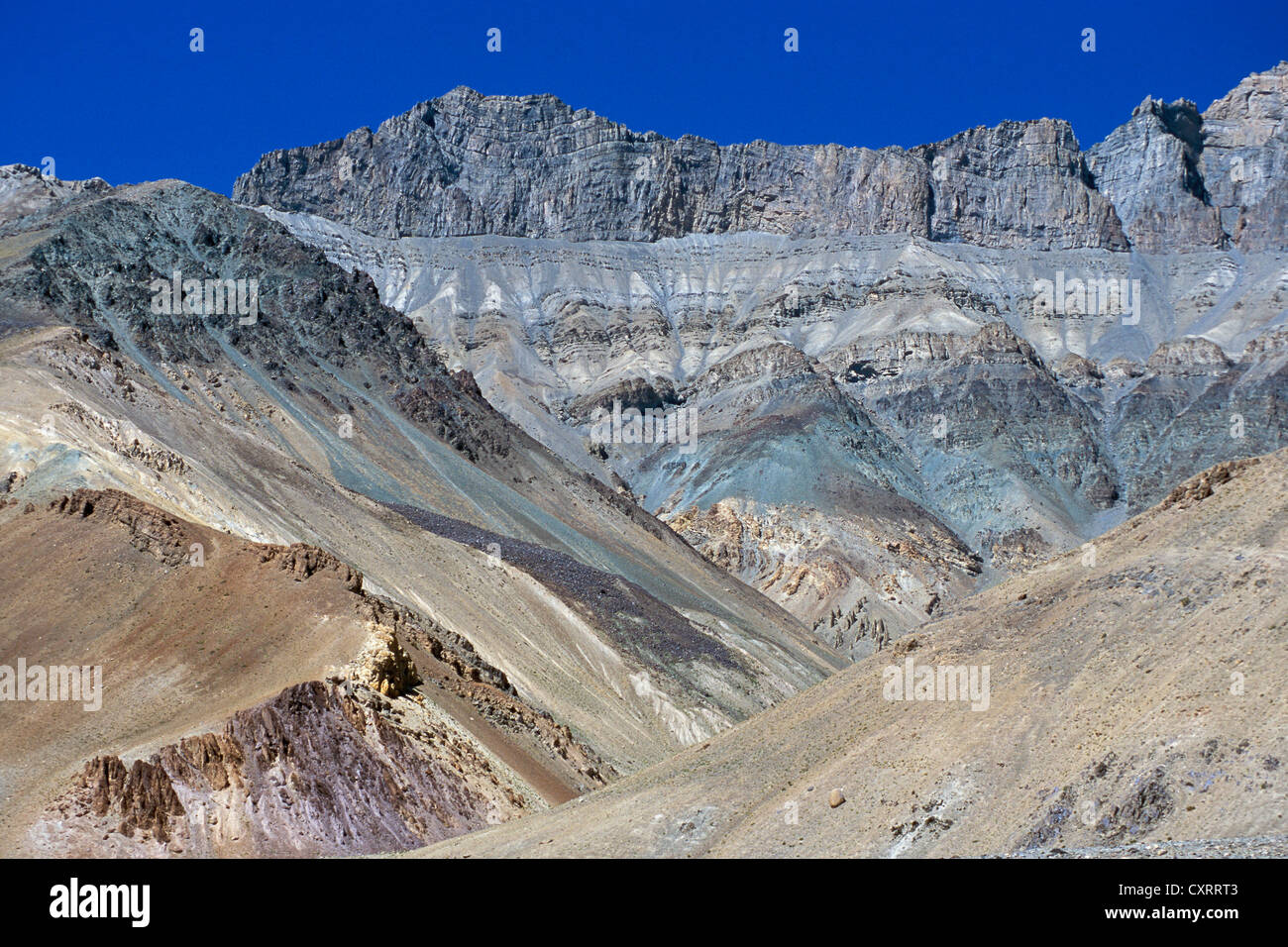 Paysage désertique, Zanskar, Ladakh, Himalaya indien, le Jammu-et-Cachemire, l'Inde du Nord, Inde, Asie Banque D'Images