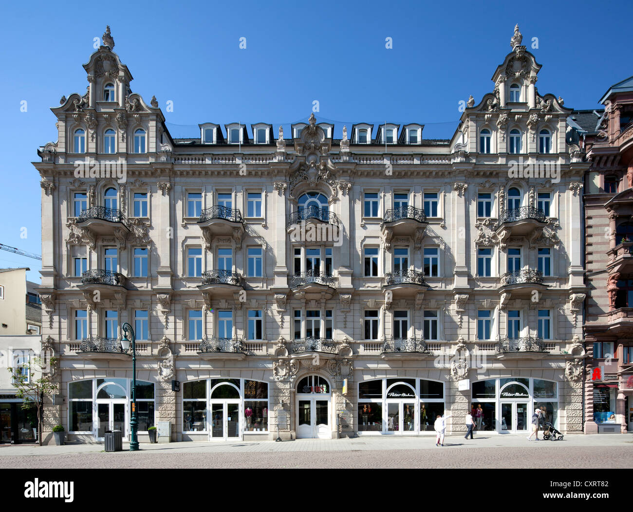 Bureaux et commerces immeuble avec façade classique, Marktstrasse, Wiesbaden, Hesse, Germany, Europe, PublicGround Banque D'Images