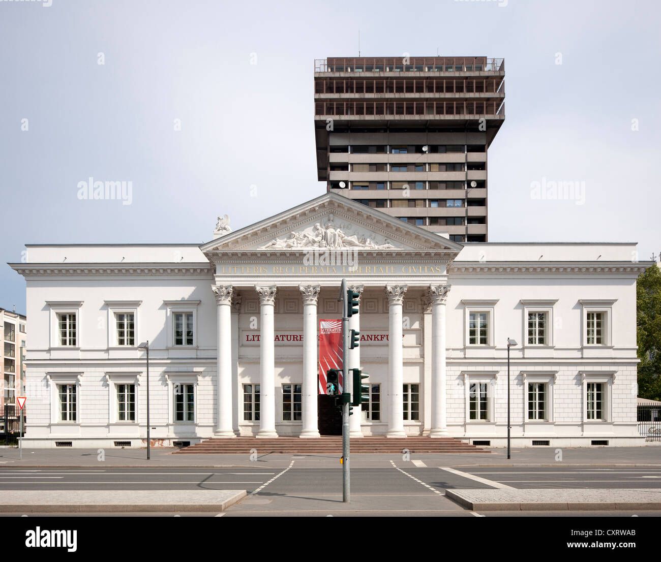 Maison de la littérature de Francfort, ancien bibliothèque publique de Francfort, la reconstruction, Frankfurt am Main, Hesse, PublicGround Banque D'Images
