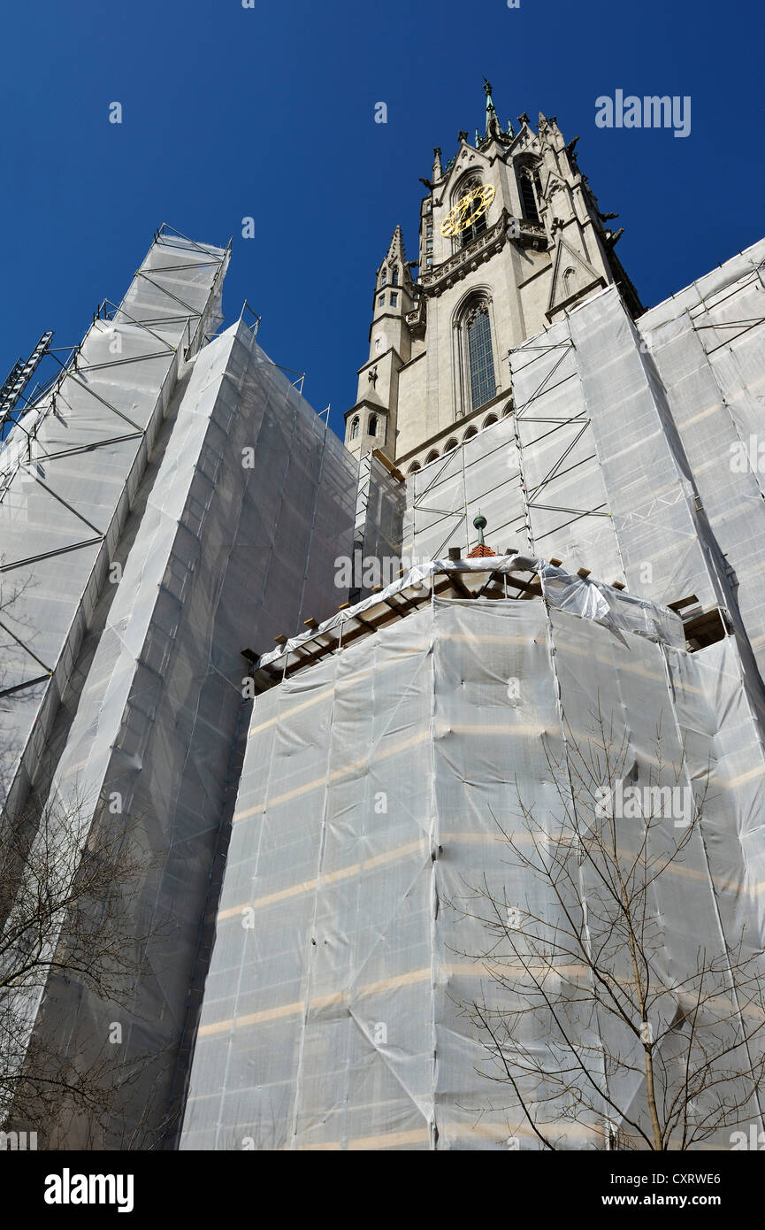 Rénovations extérieures, Église catholique de Saint Paul, l'église Paulskirche, Munich, Bavière Banque D'Images