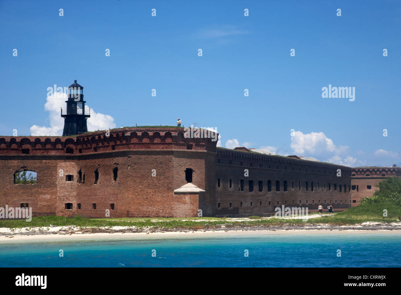 Fort Jefferson parois avec clé et bastion phare jardin moat le parc national sec de Tortugas florida keys usa Banque D'Images