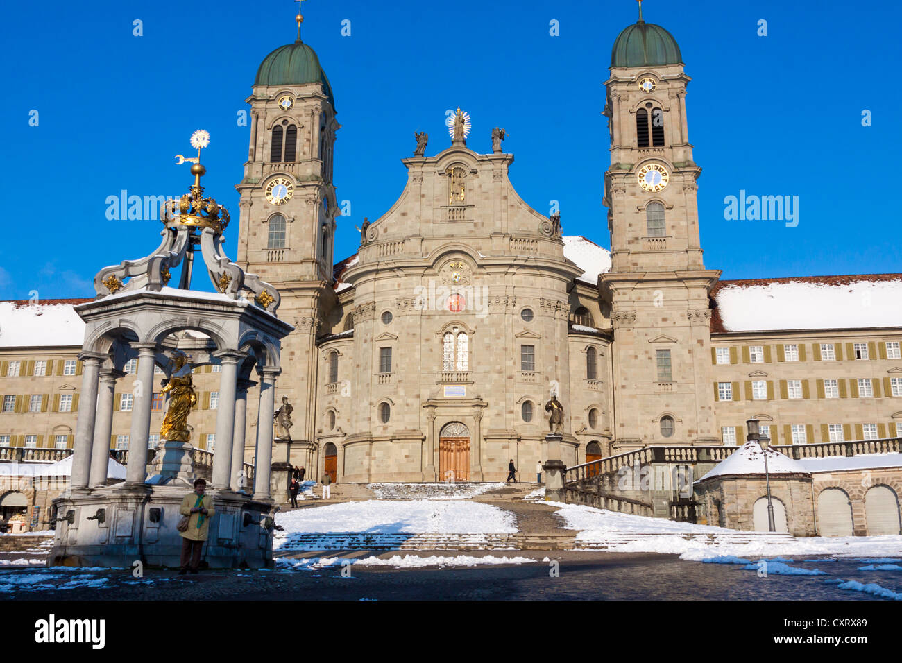 Abbaye bénédictine de l'abbaye d'Einsiedeln, monastère, lieu de pèlerinage, Einsiedeln, dans le canton de Schwyz, Suisse, Europe Banque D'Images