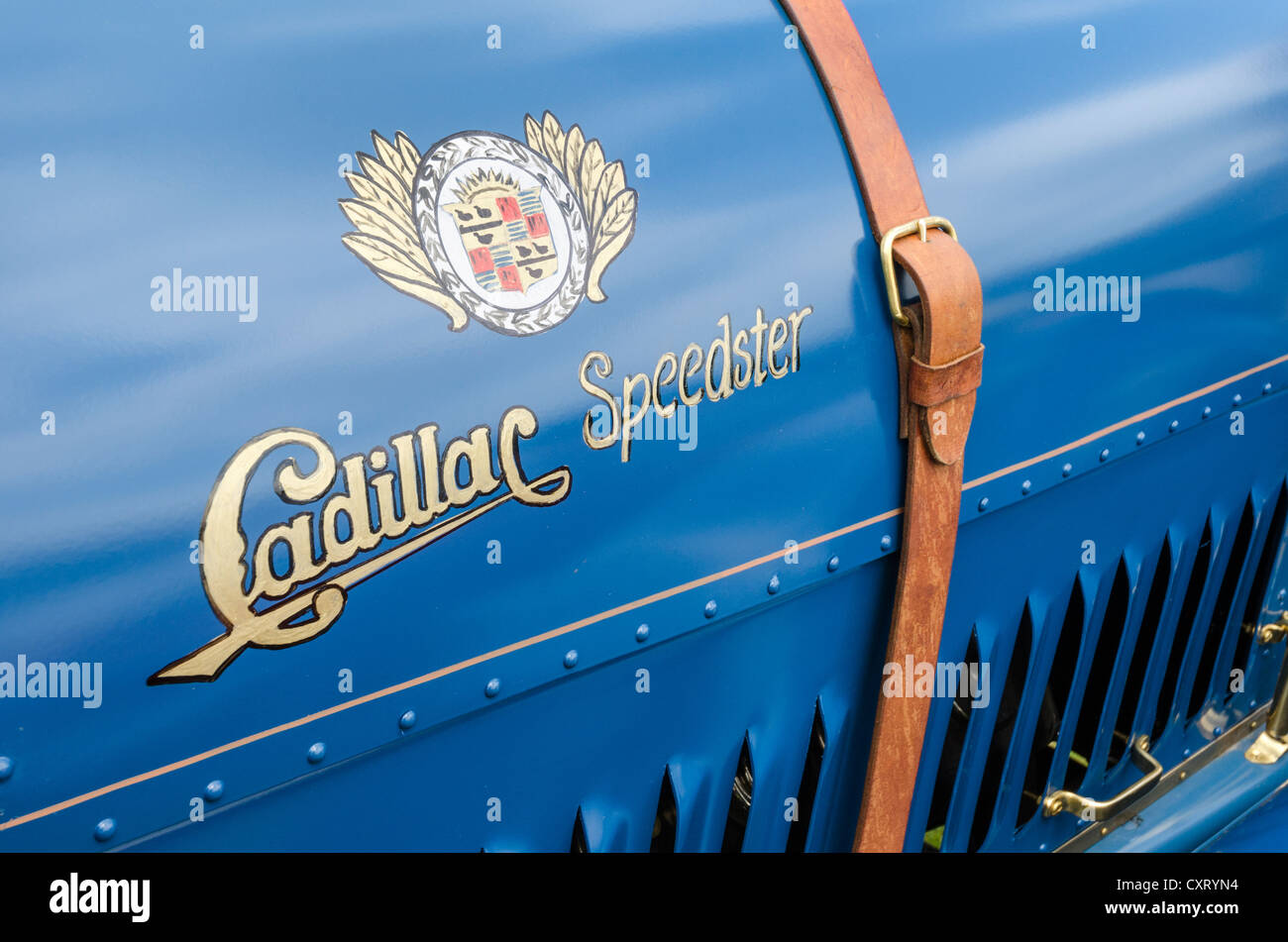 Logo peint à la main et le lettrage de la voiture américaine bouilloire Cadillac, festival de voitures classiques 'Retro Classics rencontre' Barock Banque D'Images