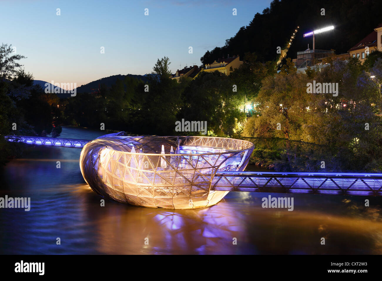 Murinsel dans la rivière Mur, Graz, Styria, Austria, Europe, PublicGround Banque D'Images