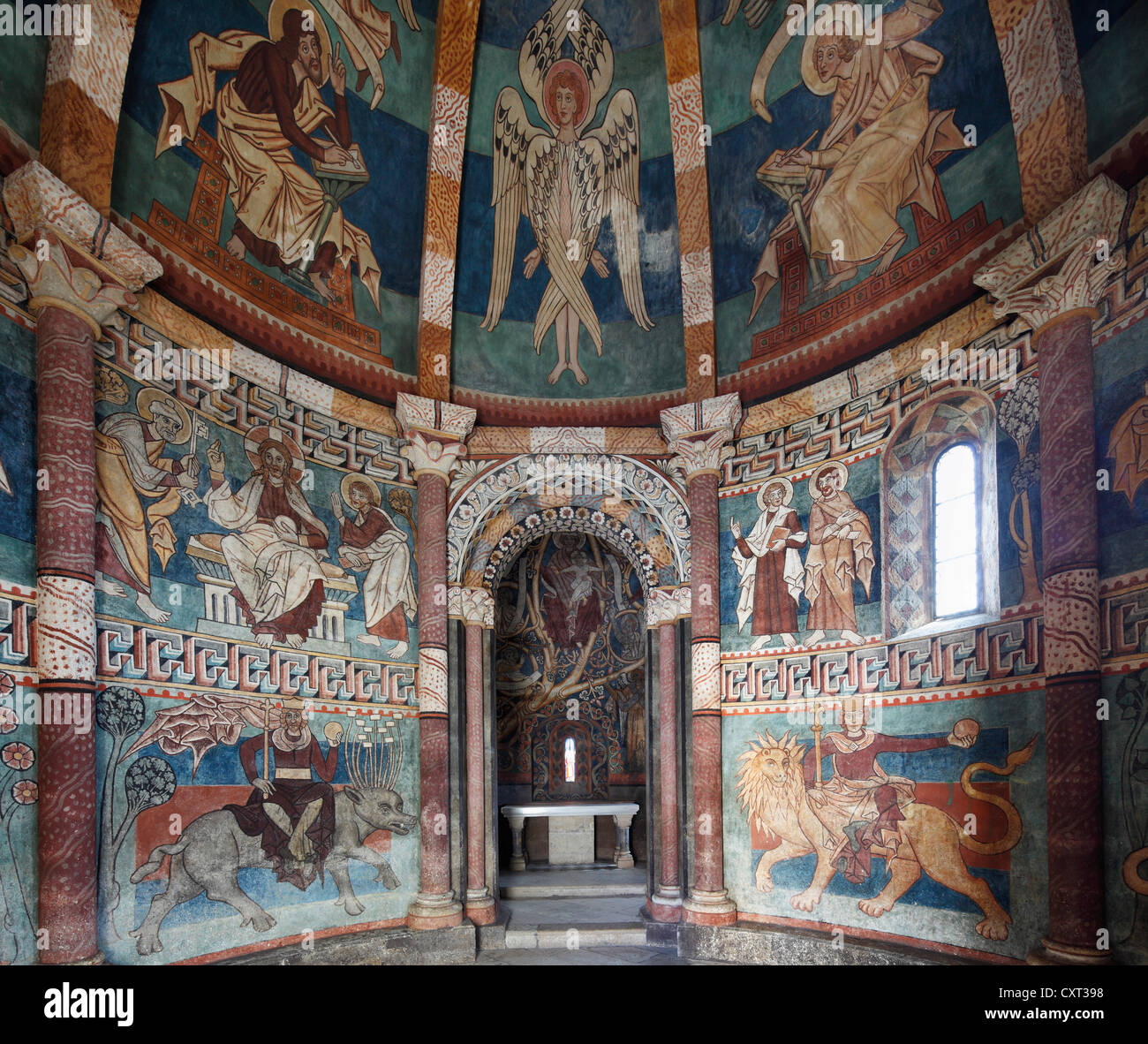 Fresques de l'église romane de charnier, Hartenberg, à l'Est de la Styrie, Styrie, Autriche, Europe Banque D'Images