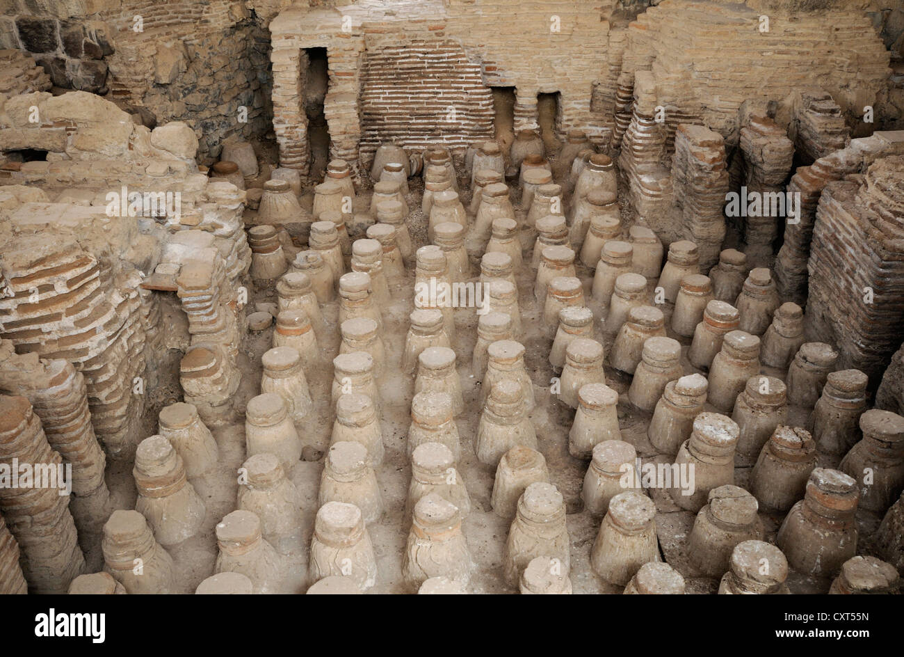 Vestiges de la chauffage par le sol, bains romains, Bet Shean ou Beit She'an, Israël, Moyen Orient Banque D'Images