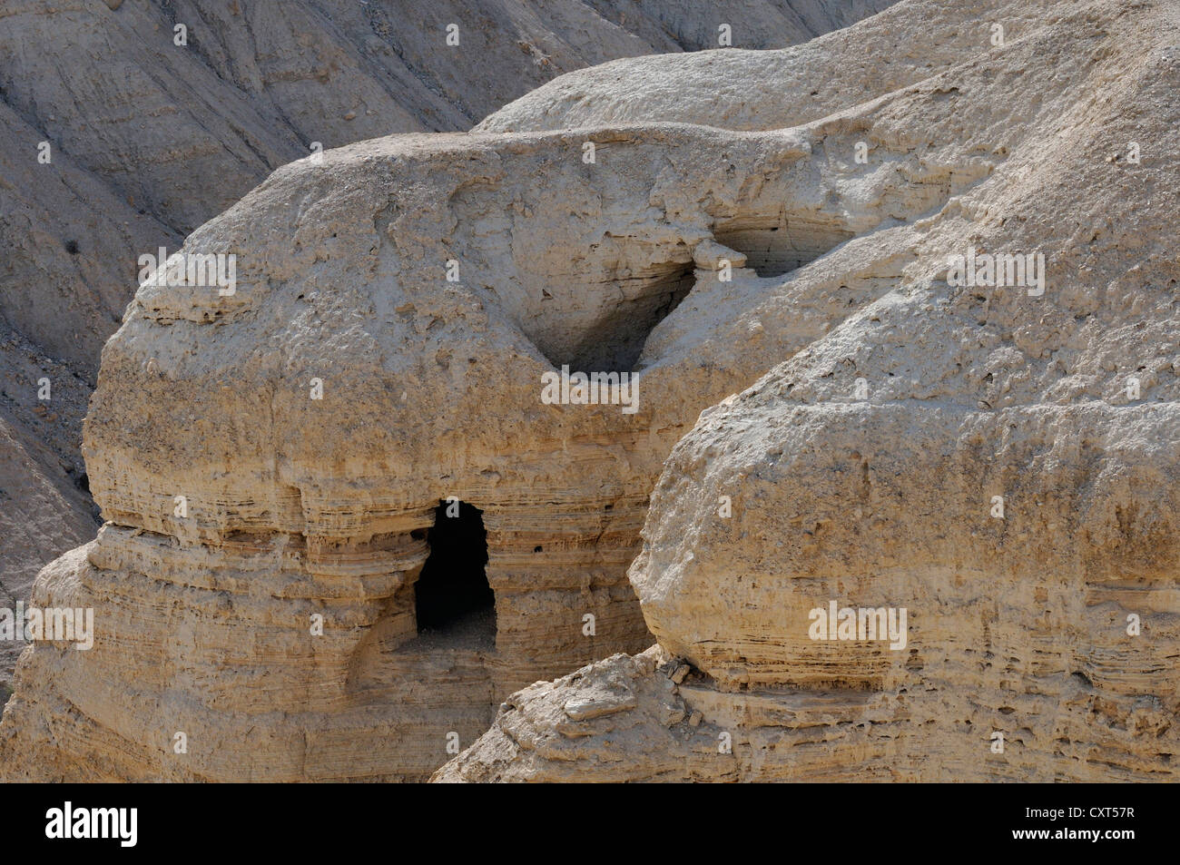 Cave, site où la mer Morte ont été découverts, Qumran, Mer Morte, Israël, Moyen Orient Banque D'Images