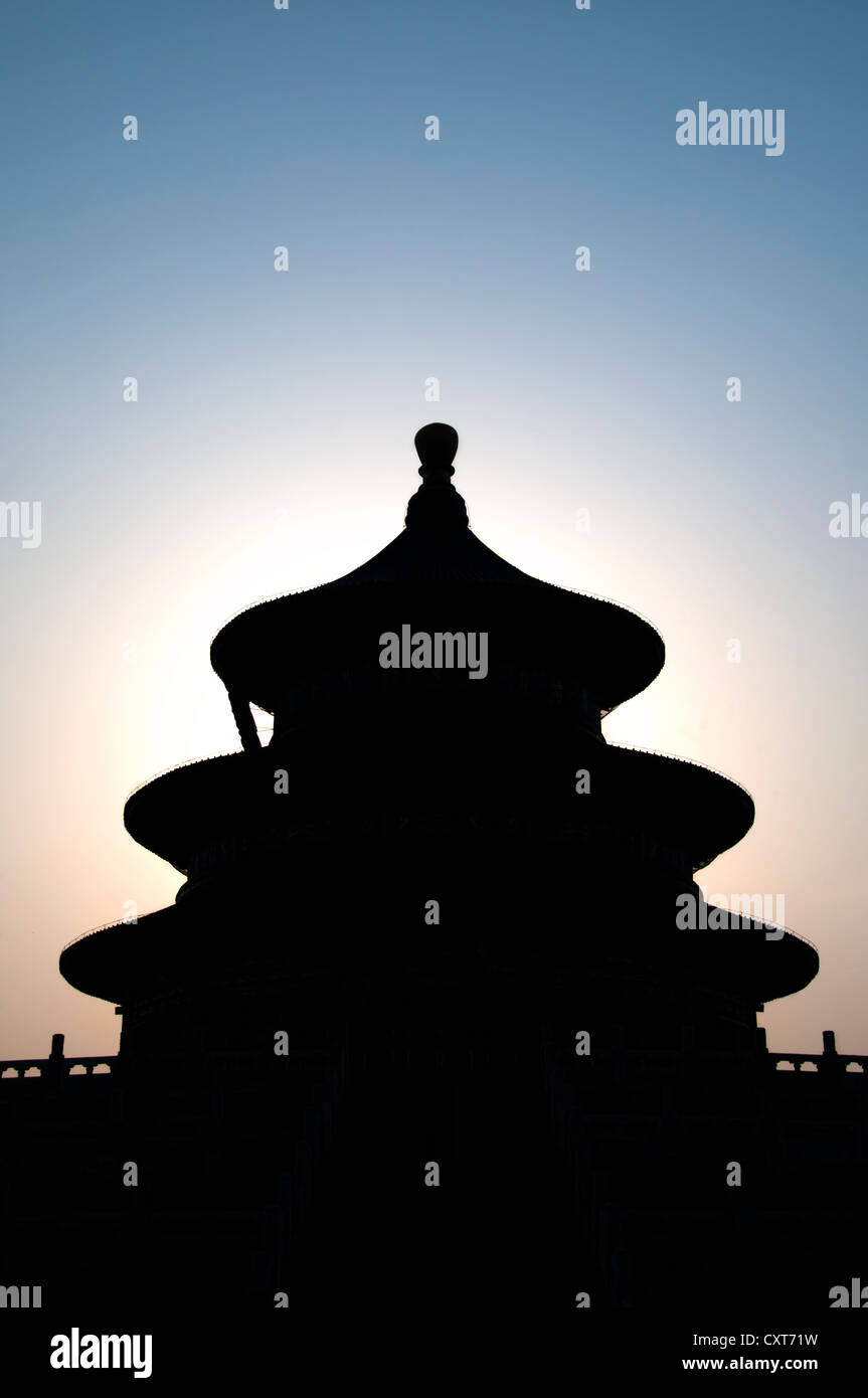Temple du ciel de Pékin, silhouette Banque D'Images